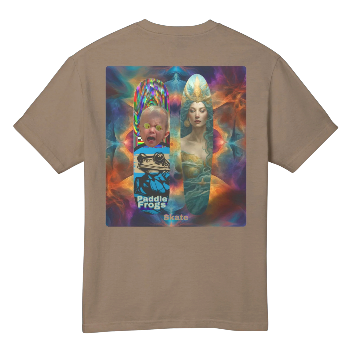 Olive Chaos Meets Sea Queen | Skate Tee - Faded Brown