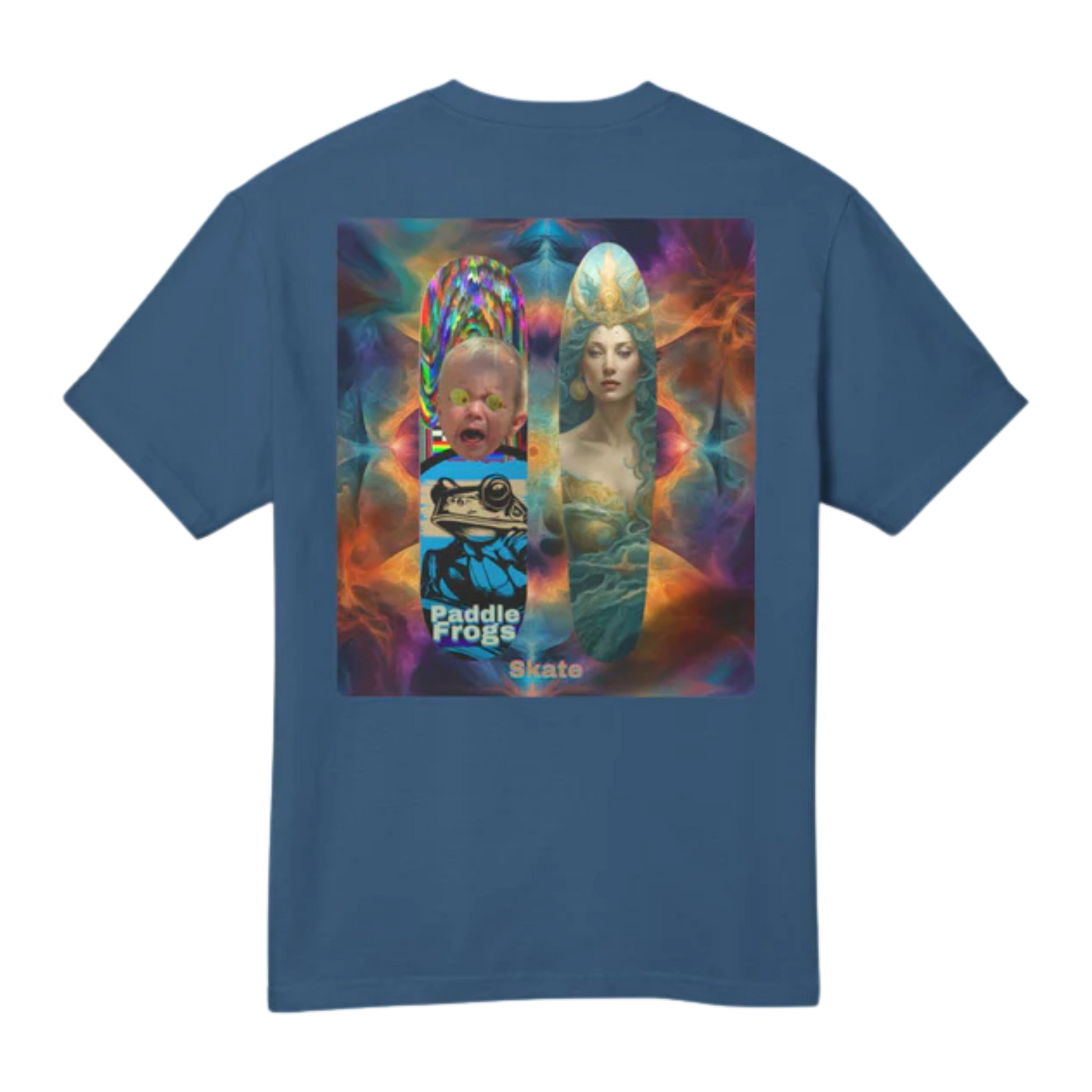 Olive Chaos Meets Sea Queen | Skate Tee - Faded Navy 
