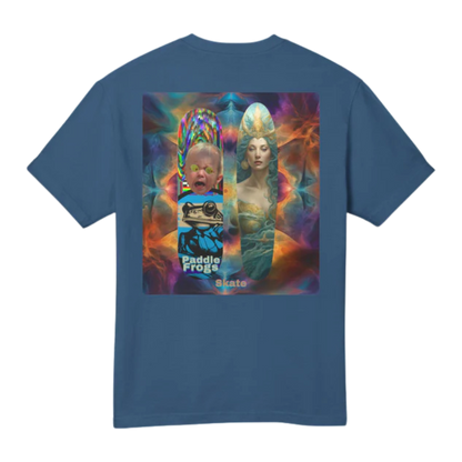 Olive Chaos Meets Sea Queen | Skate Tee - Faded Navy 