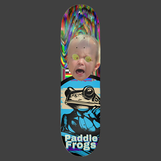 Olive Chaos Popsicle Cruiser skateboard deck The vibrant Paddle Frogs design 8.75x33in Seven Layer Canadian Maple Made in USA