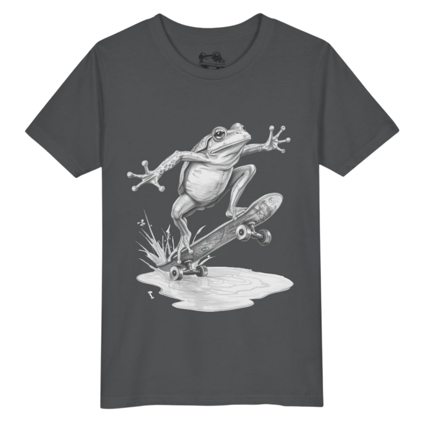 Ollie Frog: Kids/Youth Skater Tee Asphalt Gray T-Shirt