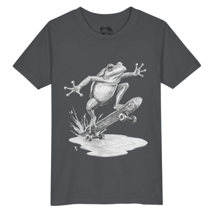 Ollie Frog: Kids/Youth Skater Tee Asphalt Gray T-Shirt