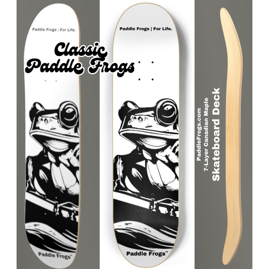 The Classic Paddle Frogs Skateboard Deck. Black on White. 7 layer Canadian maple high quality skateboards 