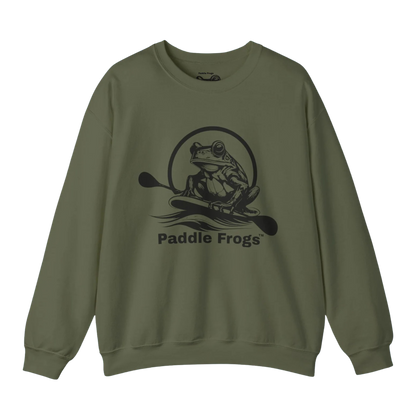 Original Pullover | Paddle Frogs™ Sweatshirt Military Green paddle boarding frog 