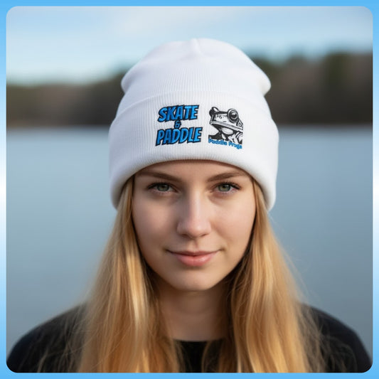 Original Skate & Paddle Beanie Cap - White