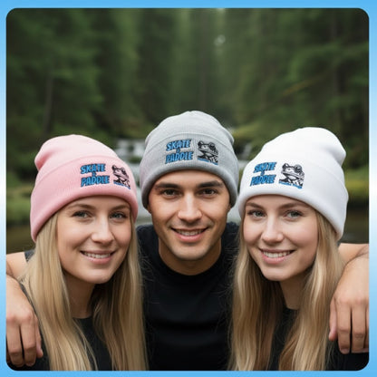 Original Skate & Paddle Beanie Cap by Paddle Frogs Outdoor Gear- selfie at the waterfall Pink, gray, white