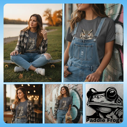 Owl Skate & Paddle Tee - Paddle Frogs™ Outdoor Gear pro skate & paddle board shop -lifestyle photography
