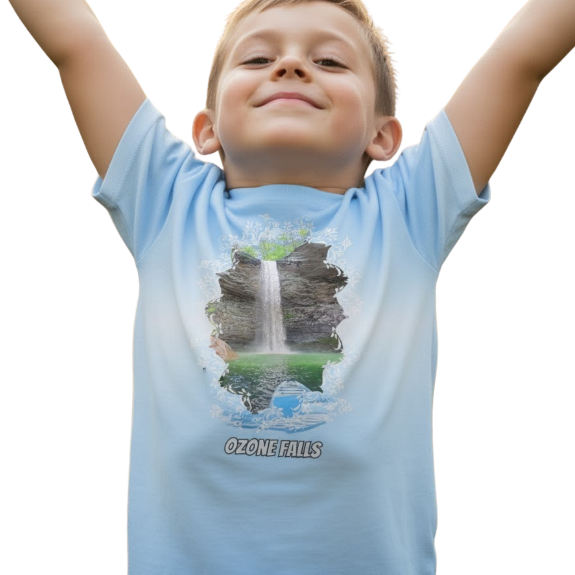 Ozone Falls | Youth Hiking Jersey on a transparent background