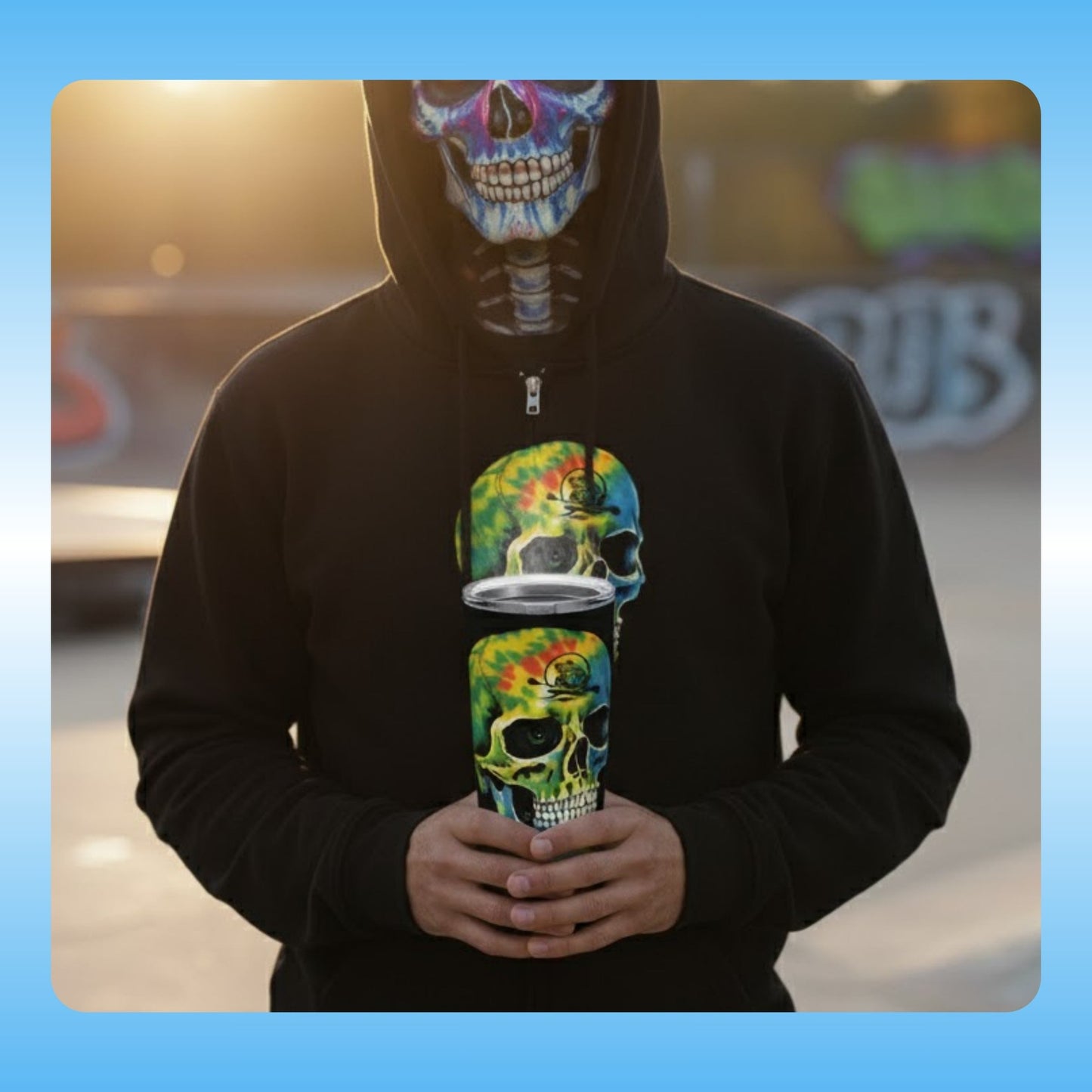 Paddle Frogs  Balanced Bennie - Tie Dye skeleton Skull Tumbler | 20oz