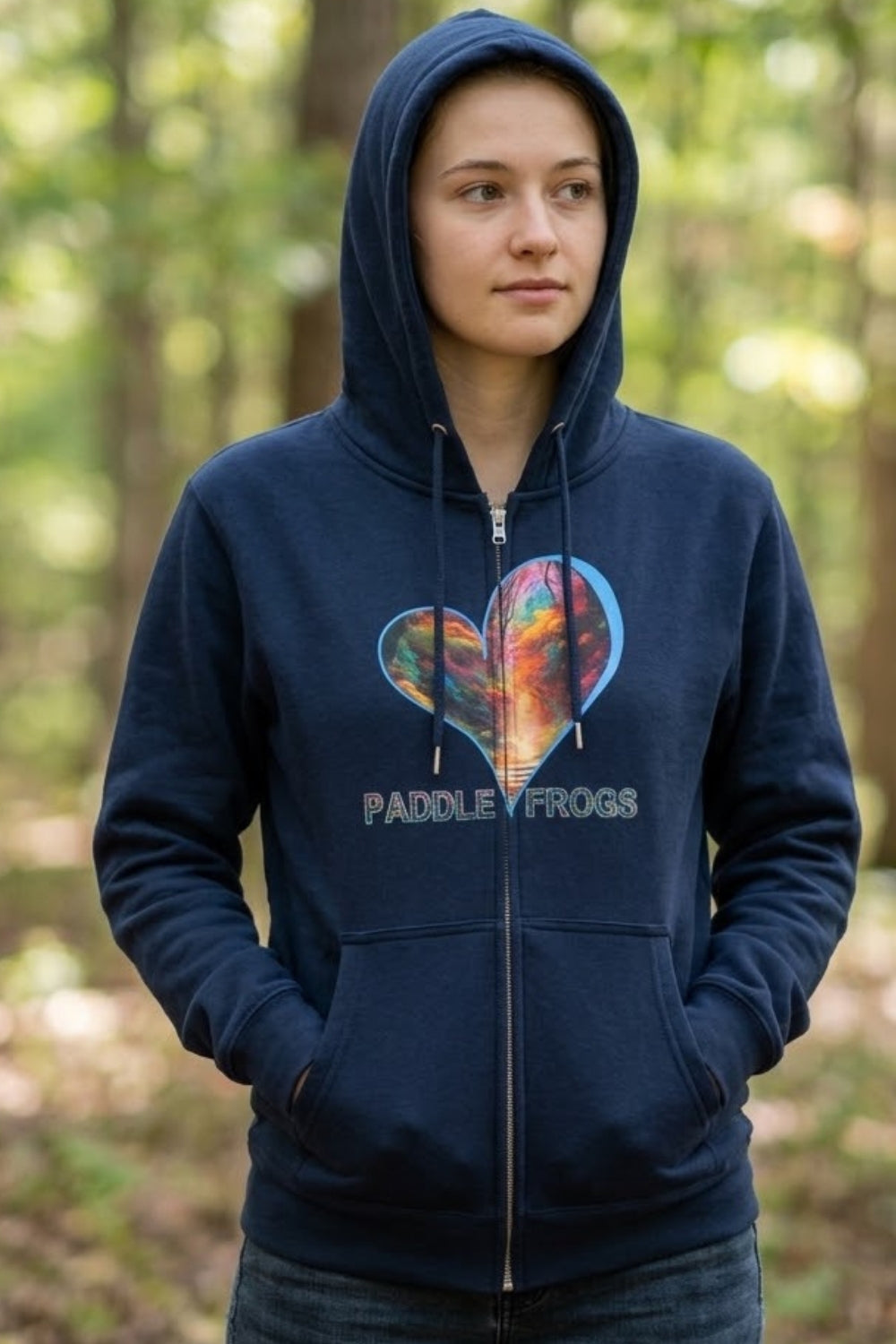 I Love Autumn Trail: Full-Zip hooded jacket with pockets for ladies.