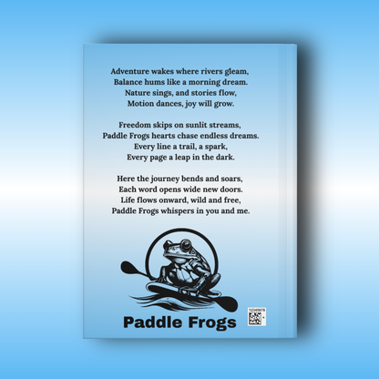 Hardcover Journal Book with a poem titled 'Paddle Frogs' on a blue background