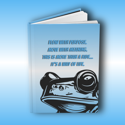 Paddle Frogs Journal | Hard Cover Notebook with a frog graphic and motivational quote on a blue background