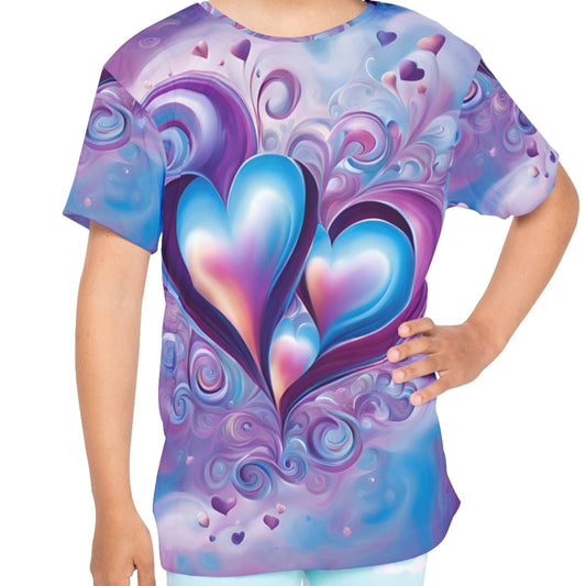 Paddle Frogs Kids Purple and blue heart girls top shirt summer clothes colorful