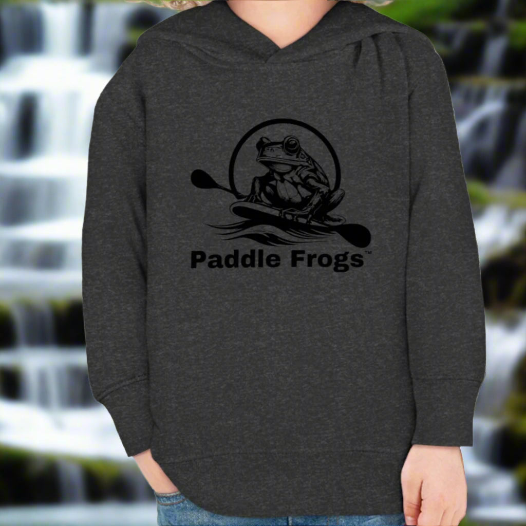 Paddle Frogs Kids (Youth) Dark Gray Hoodie, Kangaroo Pocket Hooded Jacket