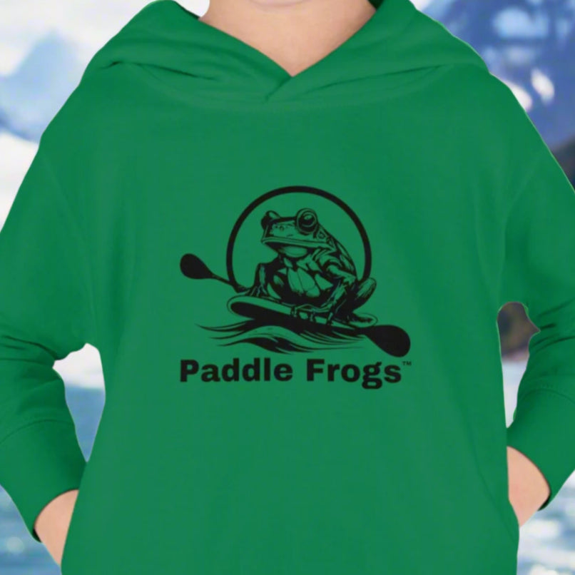 Paddle Frogs Kids (Youth) Green Hoodie, Kangaroo Pocket Hooded Jacket