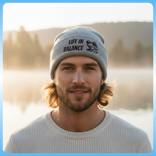 Paddle Frogs™ "Life in Balance" Classic Cuffed Beanie | Gray 