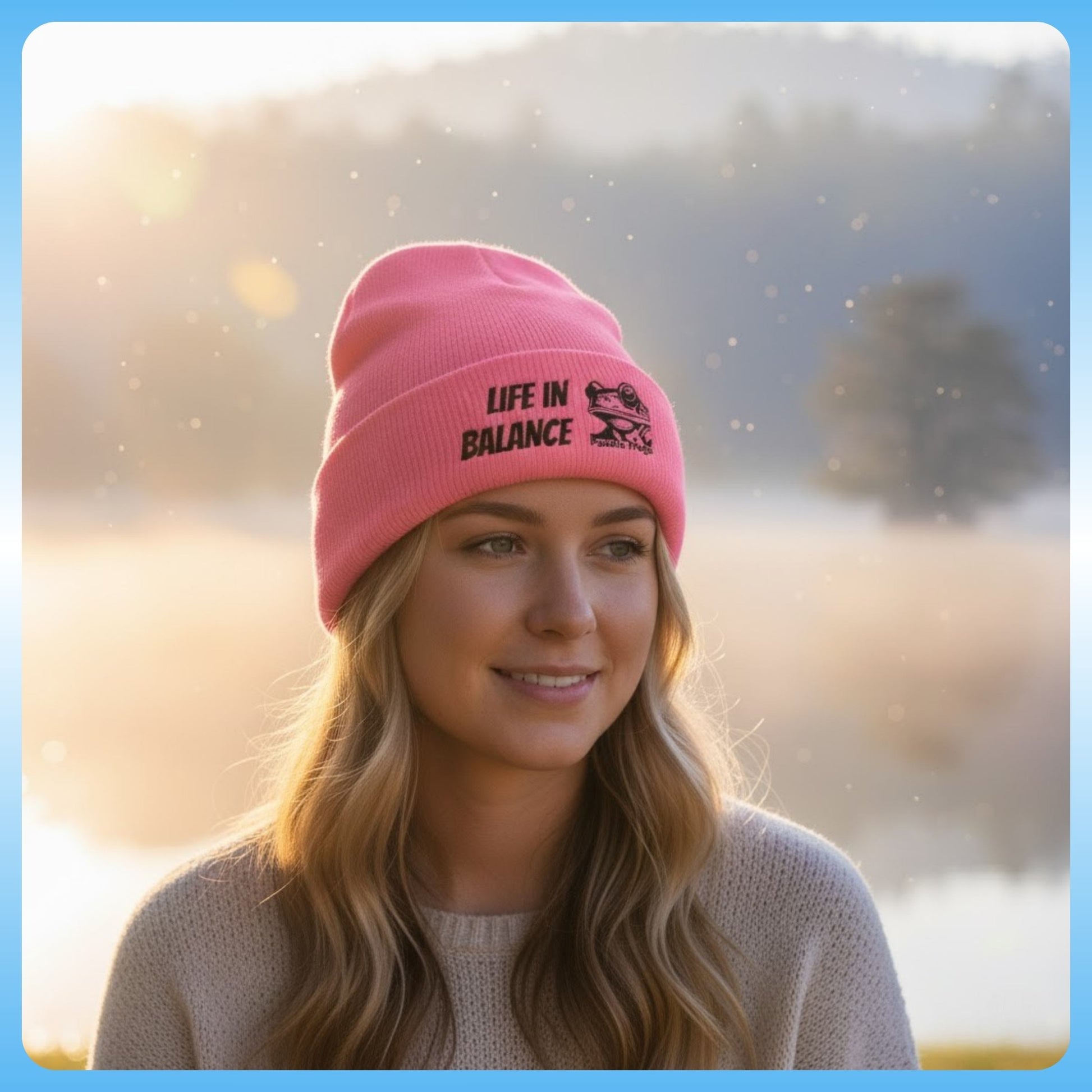 Paddle Frogs™ "Life in Balance" Classic Cuffed Beanie | Pink