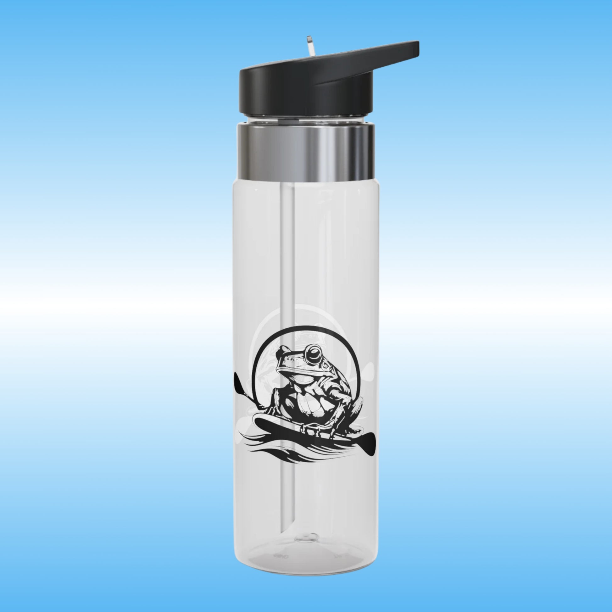 Paddle Frogs Logo on two sides | Crystal Clear Water Bottles Paddle Frogs (Left Side View)
