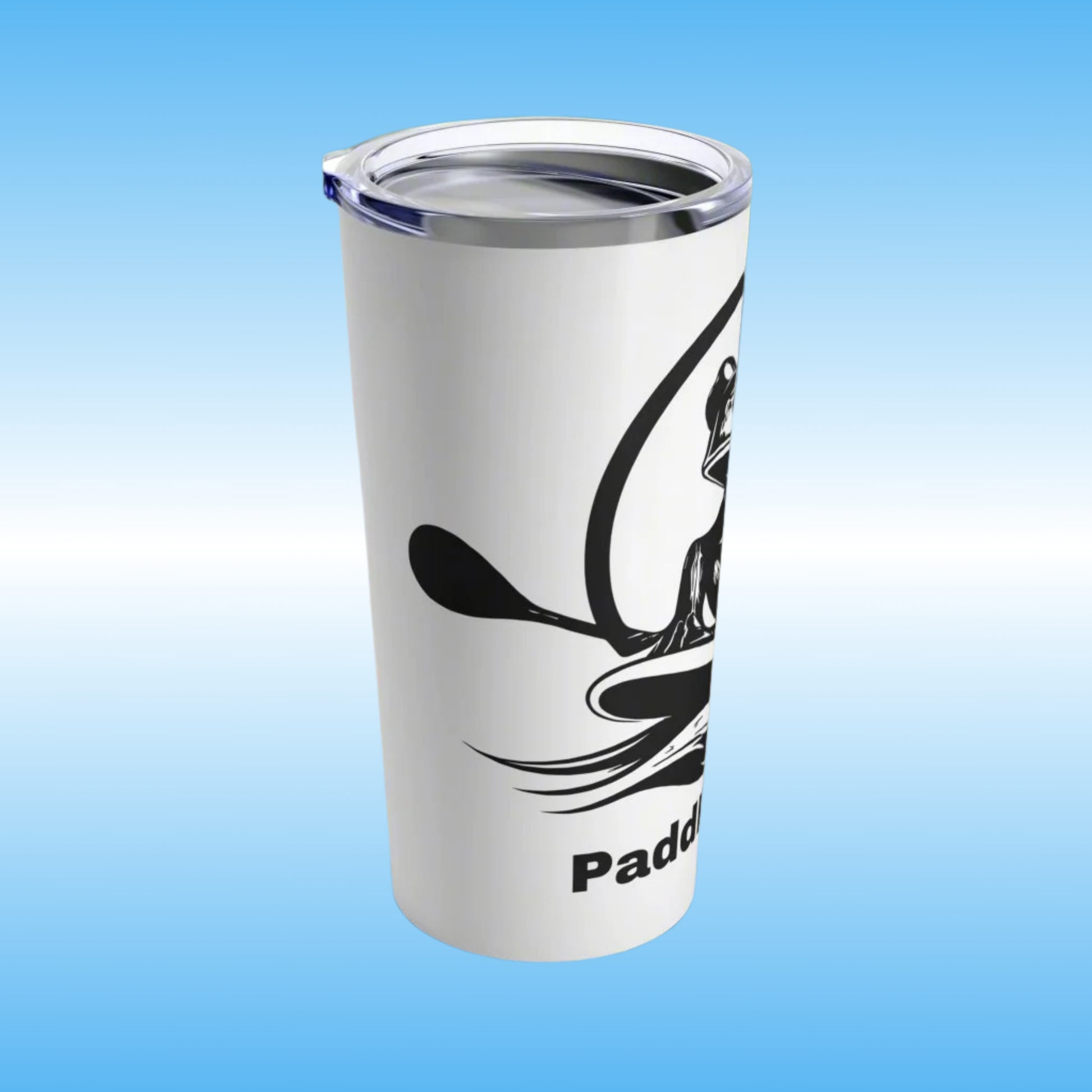 Paddle Frogs™ Original Logo Tumbler | 20oz Stainless Steel | BPA-Free | Paddle Frogs Hydration for school office work play gym waterfalls hikes and everyday use Left side paddle and Frog