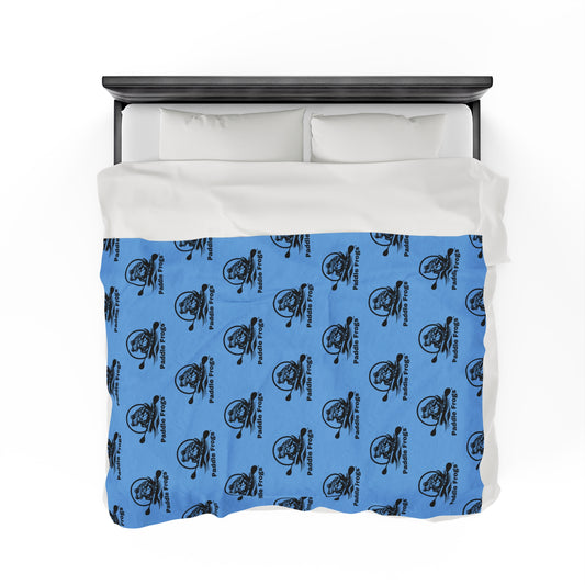 Paddle Frogs Outdoor Gear velveteen plush blanket in light blue, available in 3 sizes (Large)