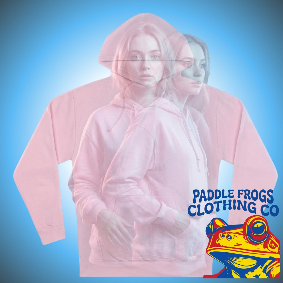 Paddle Frogs™ Clothing Co. Solid Color Fleece Hoodie promo image in light pink