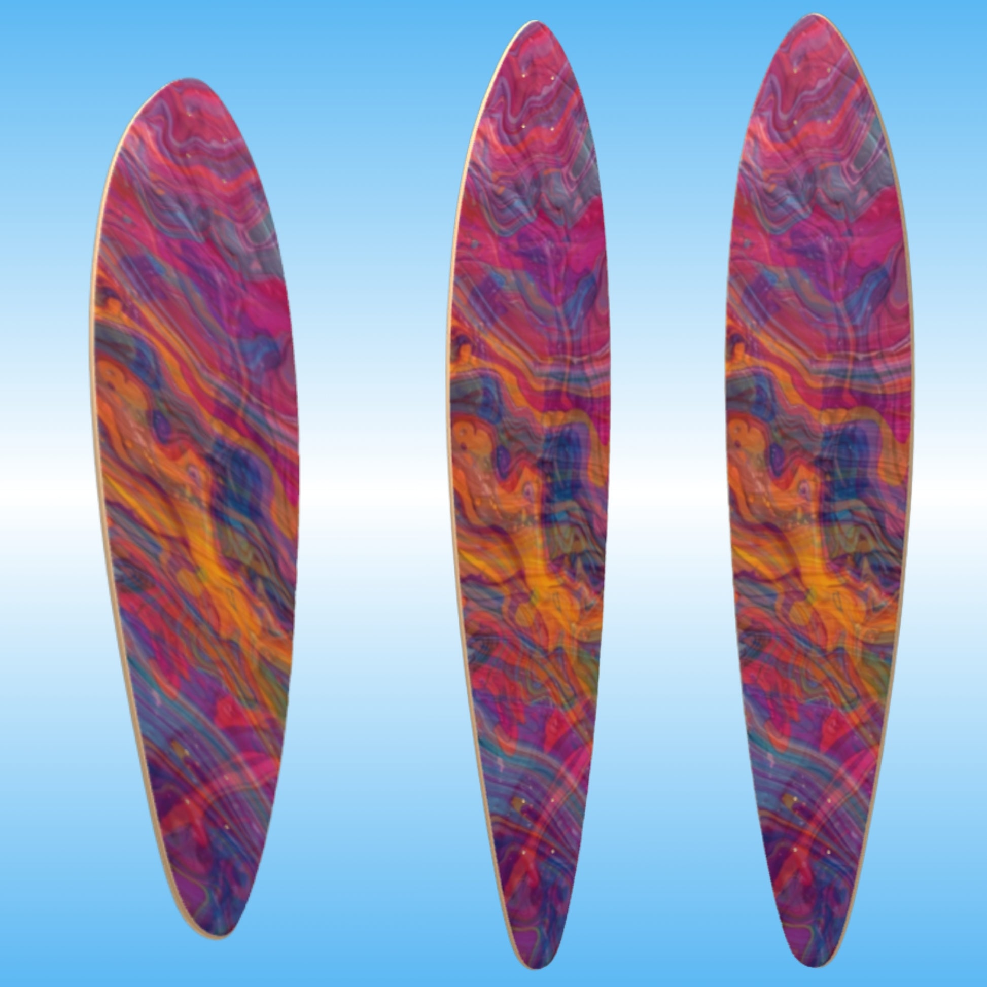 Paint Swirl | Pintail Longboard Skateboard Deck (3 angles) Paddle Frogs pro skate shop pintail collectable 