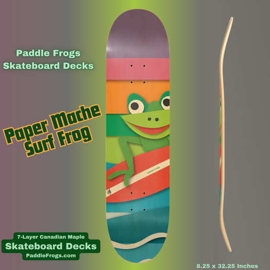 Paper Mache Surf Frog Popsicle Cruiser Skateboard Deck