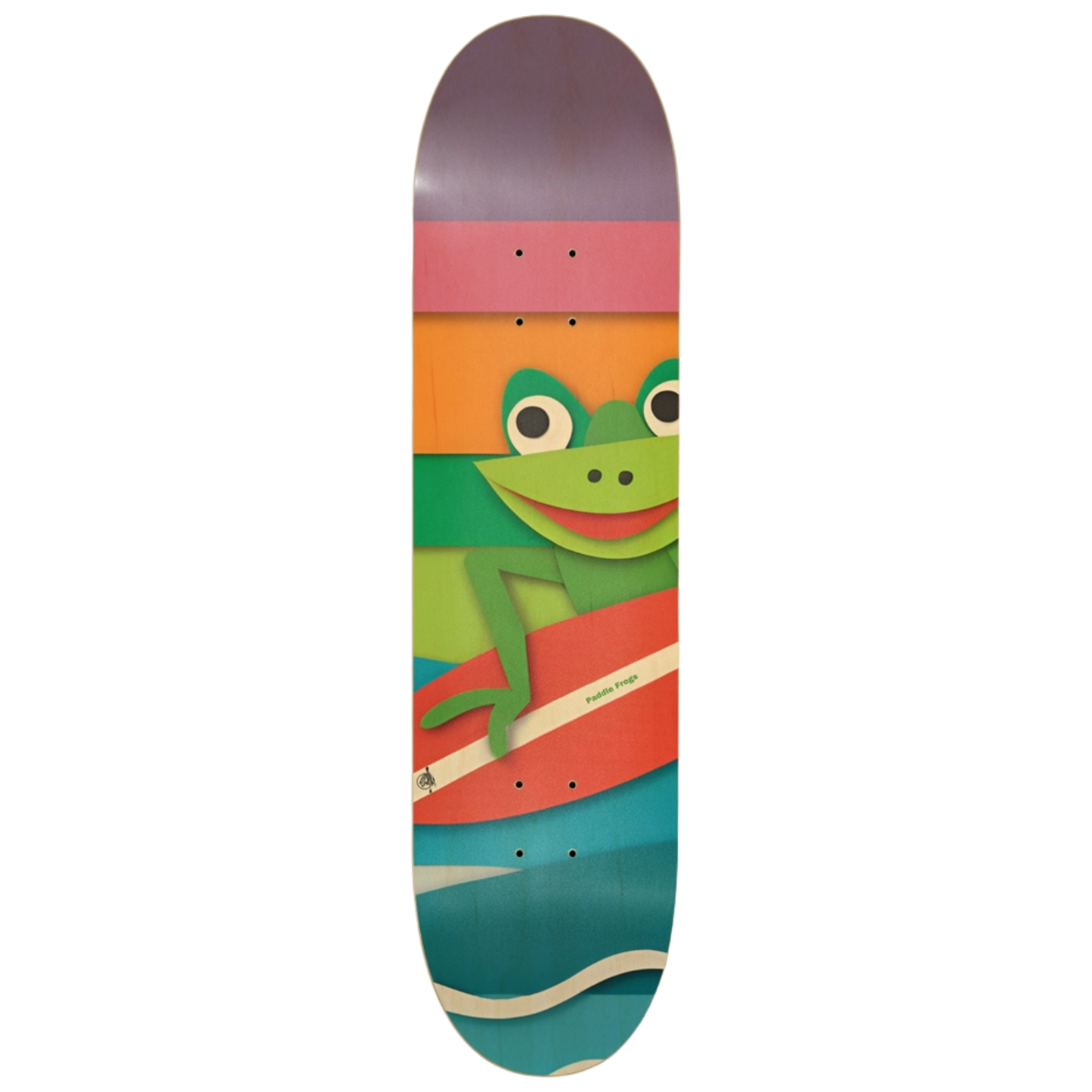Paper Mache Surf Frog | 8-1/4 Skateboard Deck |Paddle Frogs™