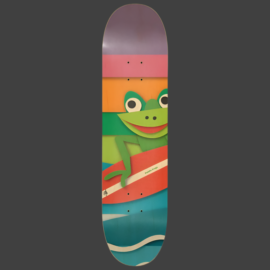 Paper Mache Surf Frog Popsicle Cruiser Skateboard Deck