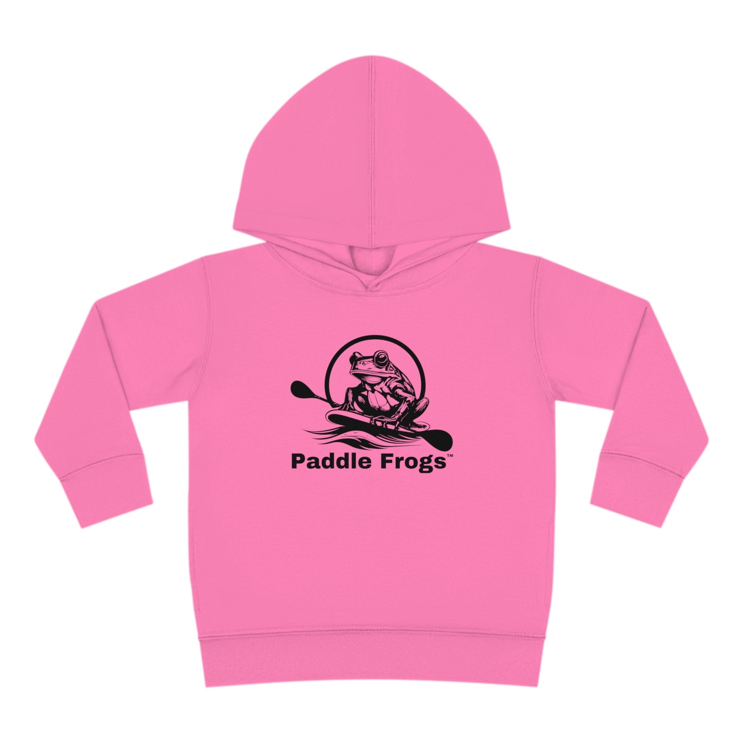 Pink Hoodie Kids (Youth), Kangaroo Pocket Hooded Jacket Coat Paddle Frogs -Front Side