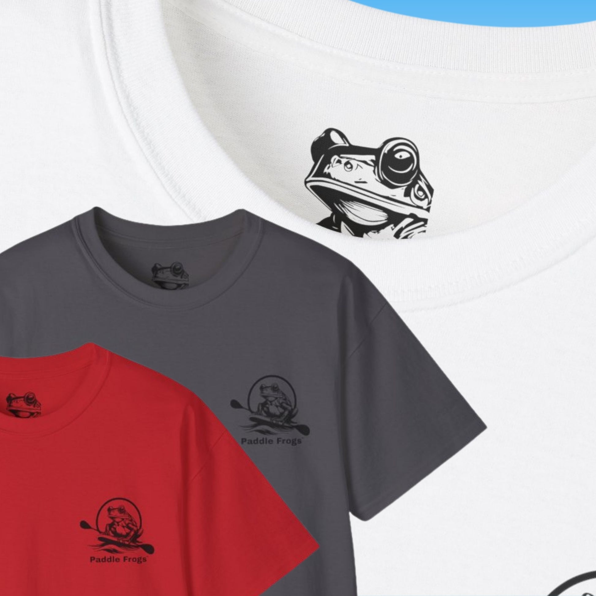 Red, Charcoal, and White Frontside of T-Shirt Germ Skateboarder Kickflip Graphic Tee by Paddle Frogs™