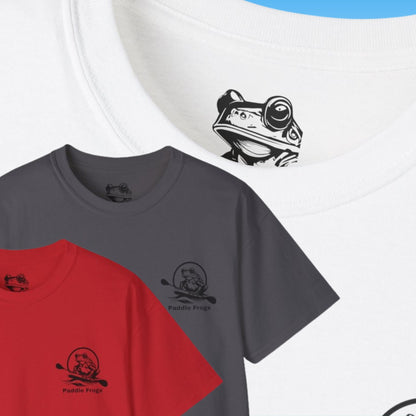 Red, Charcoal, and White Frontside of T-Shirt Germ Skateboarder Kickflip Graphic Tee by Paddle Frogs™