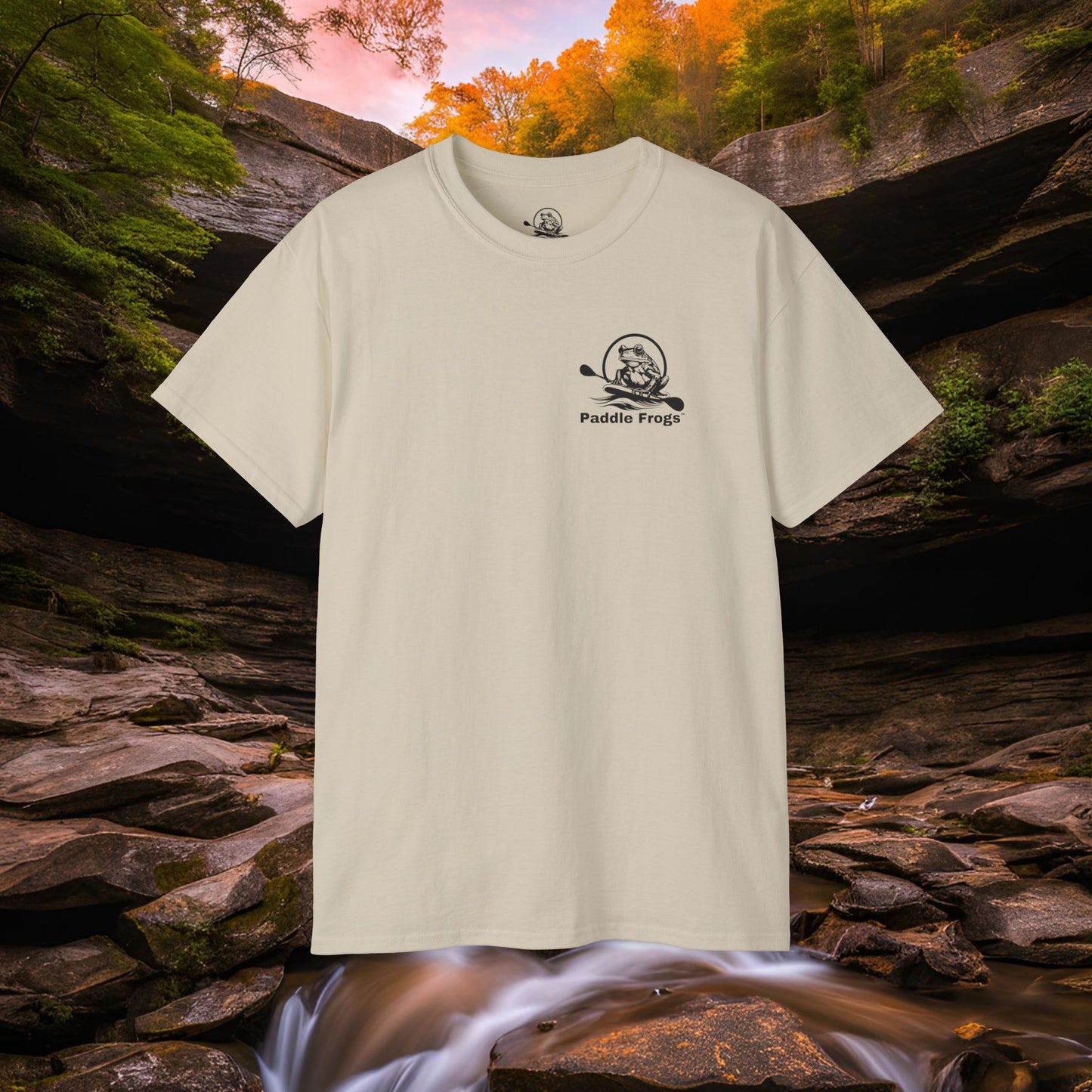 Sand Tan Waterfall T-shirt Paddle Frogs Outdoor Gear Tag-less Tennessee family-owned Classic