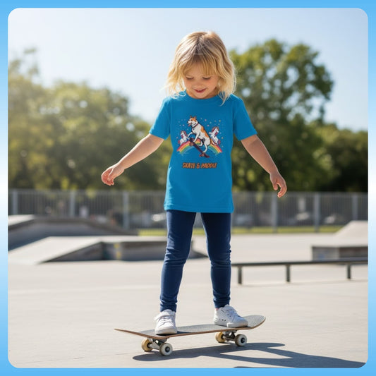 Sapphire Blue The Dog Who Skated with Unicorns (A Kids' Dream Tee) Paddle Frogs Skate & Paddle collection