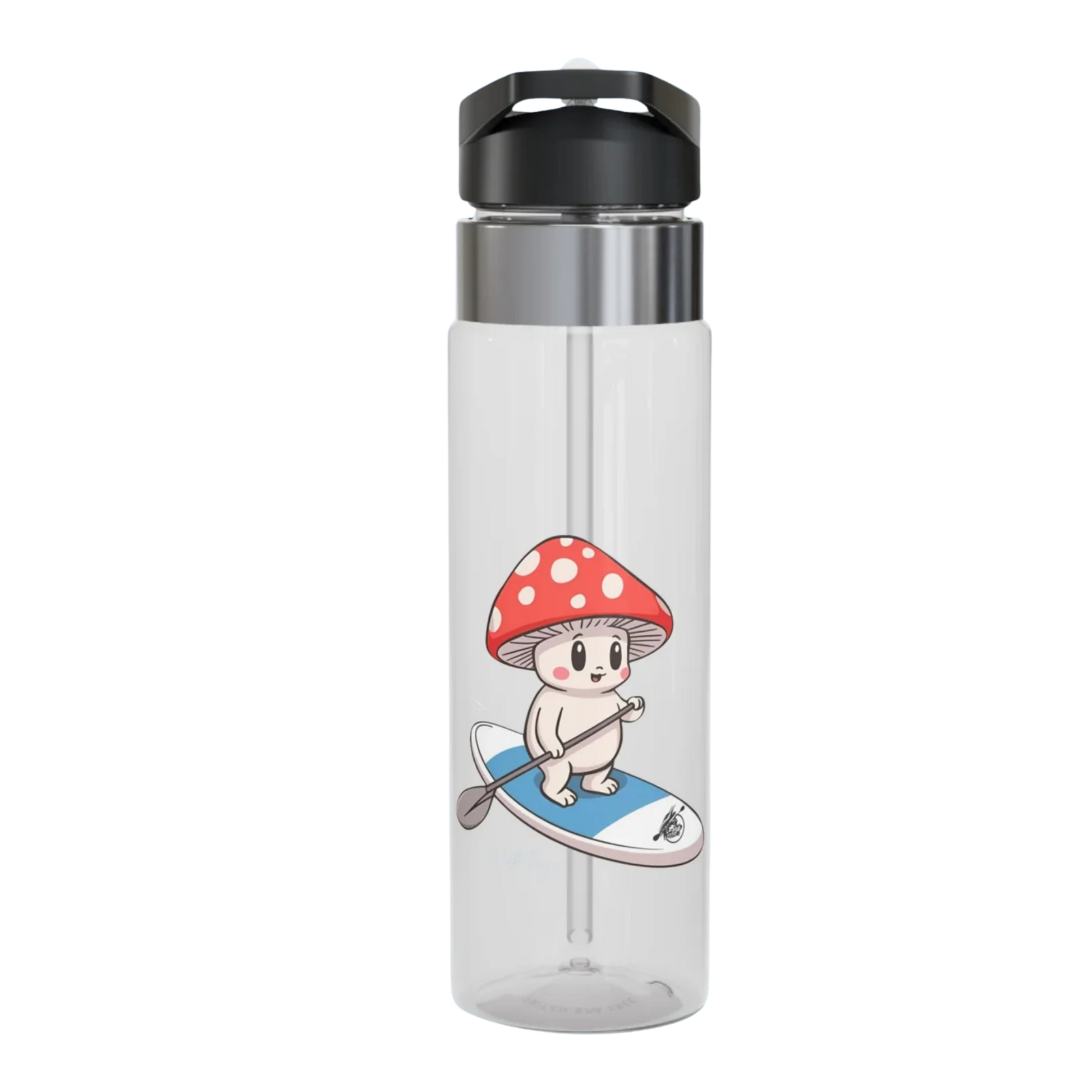 Shiro & Divine Escape 20oz Clear water bottle with a cartoon character on a white background