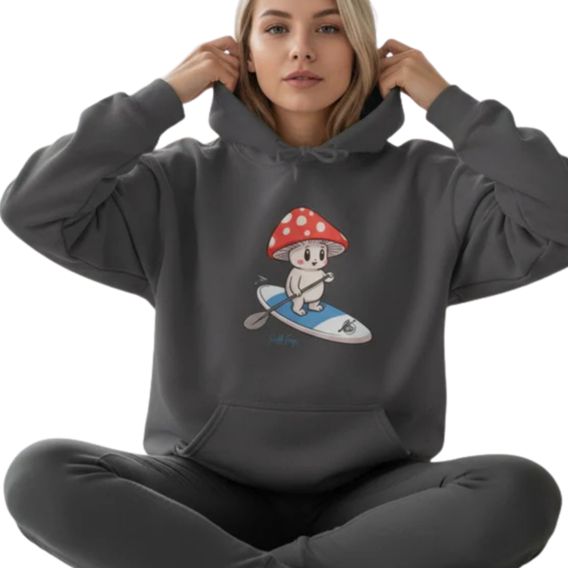 Shiro Rides the Divine Escape: Hooded Sweatshirt  Charcoal gray on a transparent background