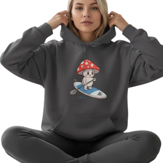 Shiro Rides the Divine Escape: Hooded Sweatshirt  Charcoal gray on a transparent background