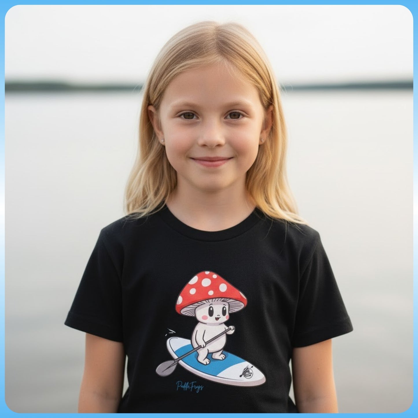 Shiro & the Divine Escape T-shirt Paddle Frogs kids Black at the lake