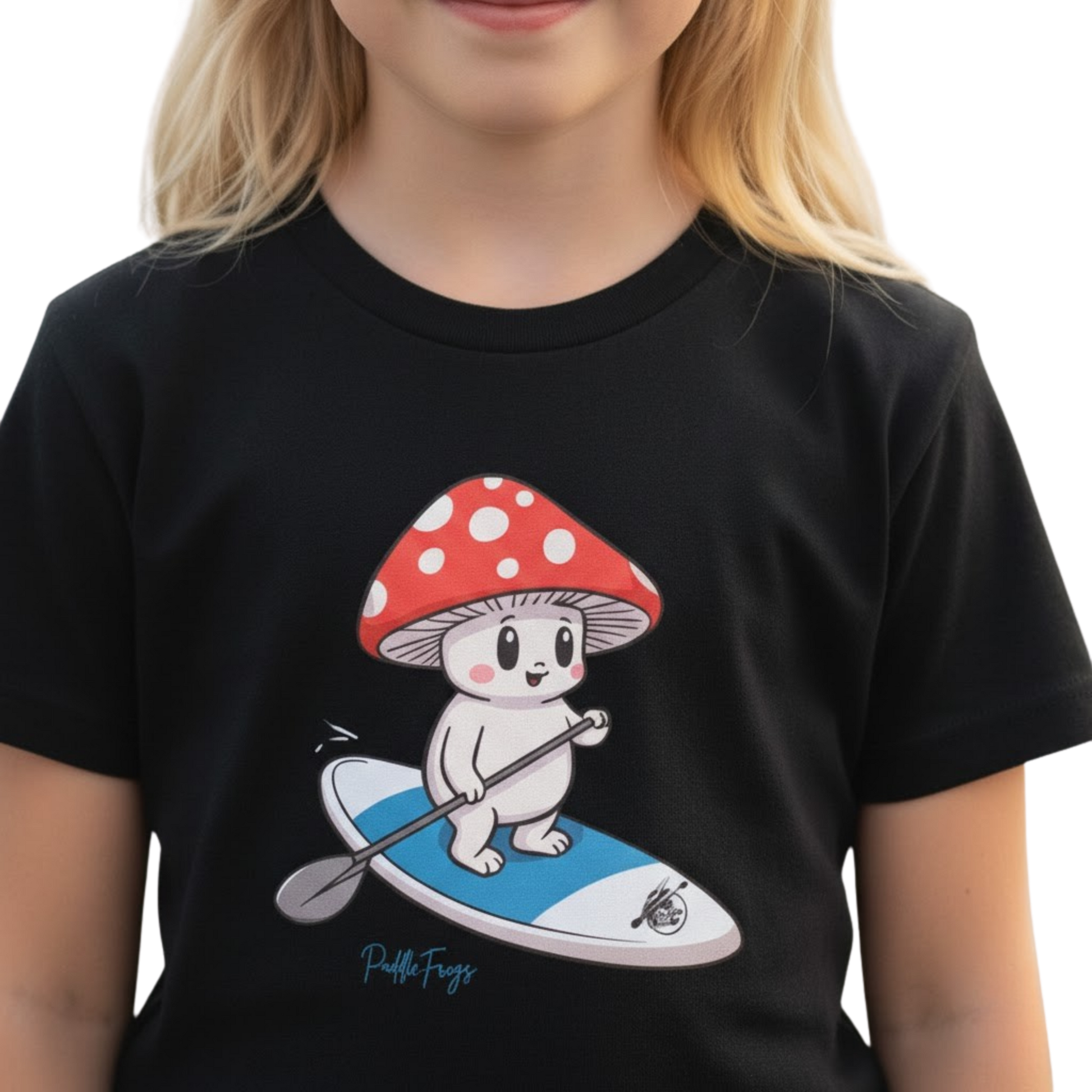 Shiro & the Divine Escape T-shirt Paddle Frogs kids Black on a transparent background