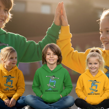 "Skate & Paddle" Chlorophyll Cruiser Youth Hoodie Paddle Frogs™ The Ultimate high five and sitting crisscross applesauce product photo collage