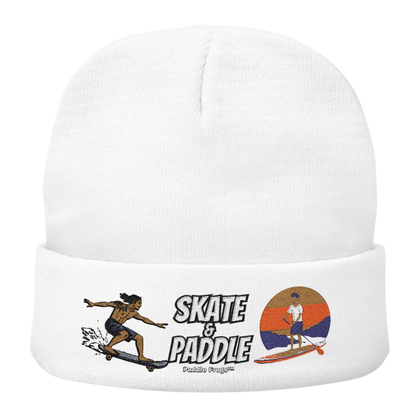Skate & Paddle Men's Beanie White