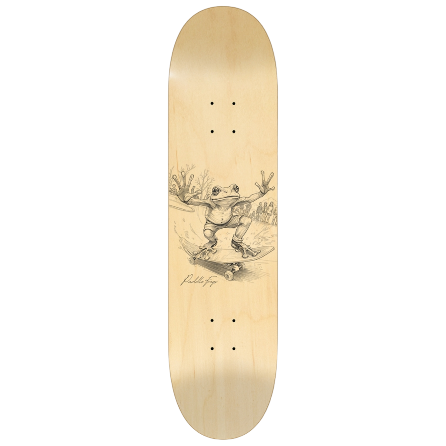 Sketched Frogs 8.25 | Premium Skateboard Deck Paddle Frogs™ pro skate shop on a transparent background