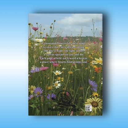 Skybound Bloom - Paddle Frogs Journal - Hard Cover | Poetry, Art, Nature Inspired Hardcover Notebook for Writers, Inspirational Diary, Wildflowers - Back Cover image