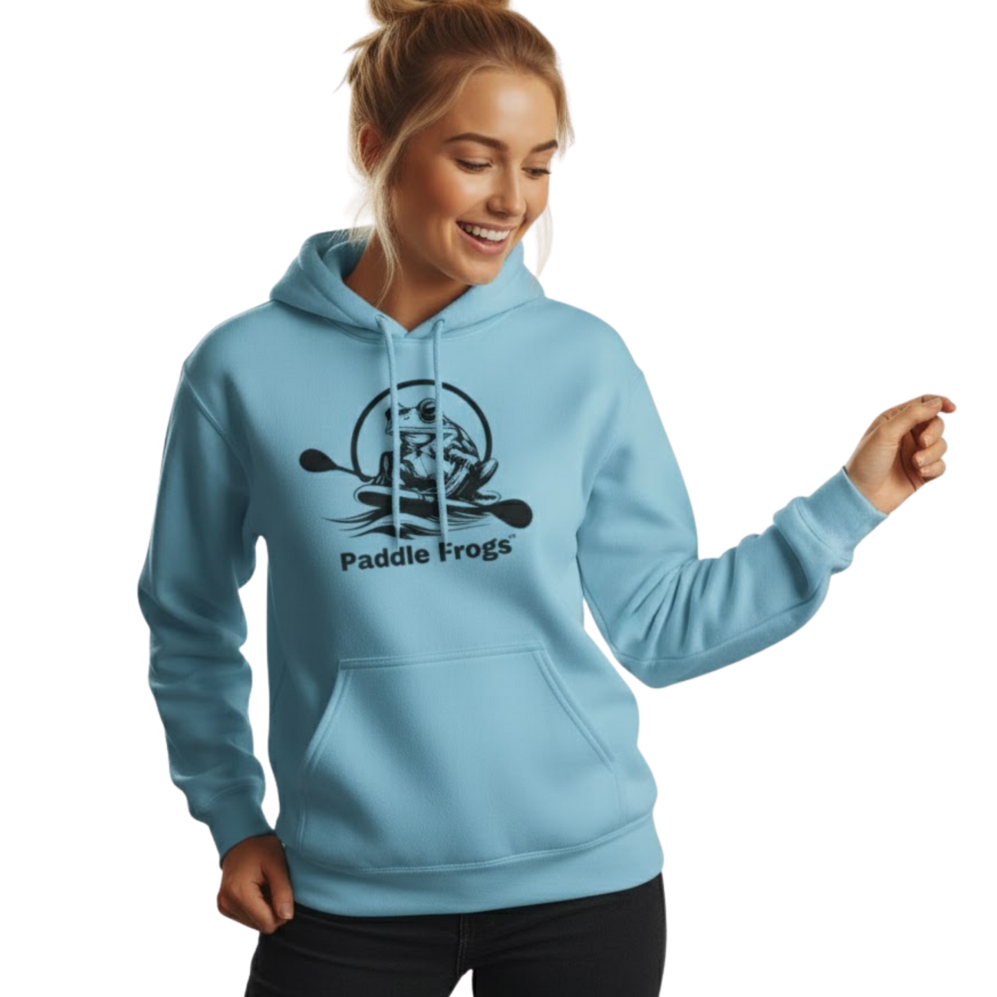 Soft Fleece, Wild Soul: The Paddle Frogs™ Legacy Hoodie light blue on a transparent background
