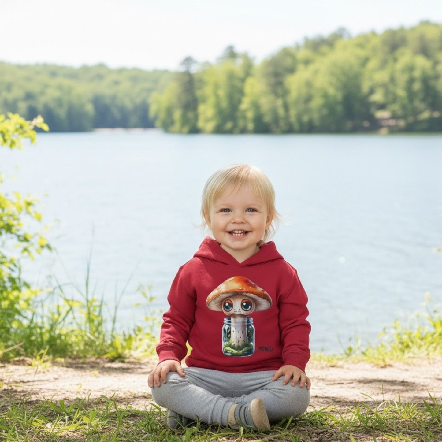 Sporeli Toddler Hoodie | Mushroom in a Jar | Paddle Frogs™