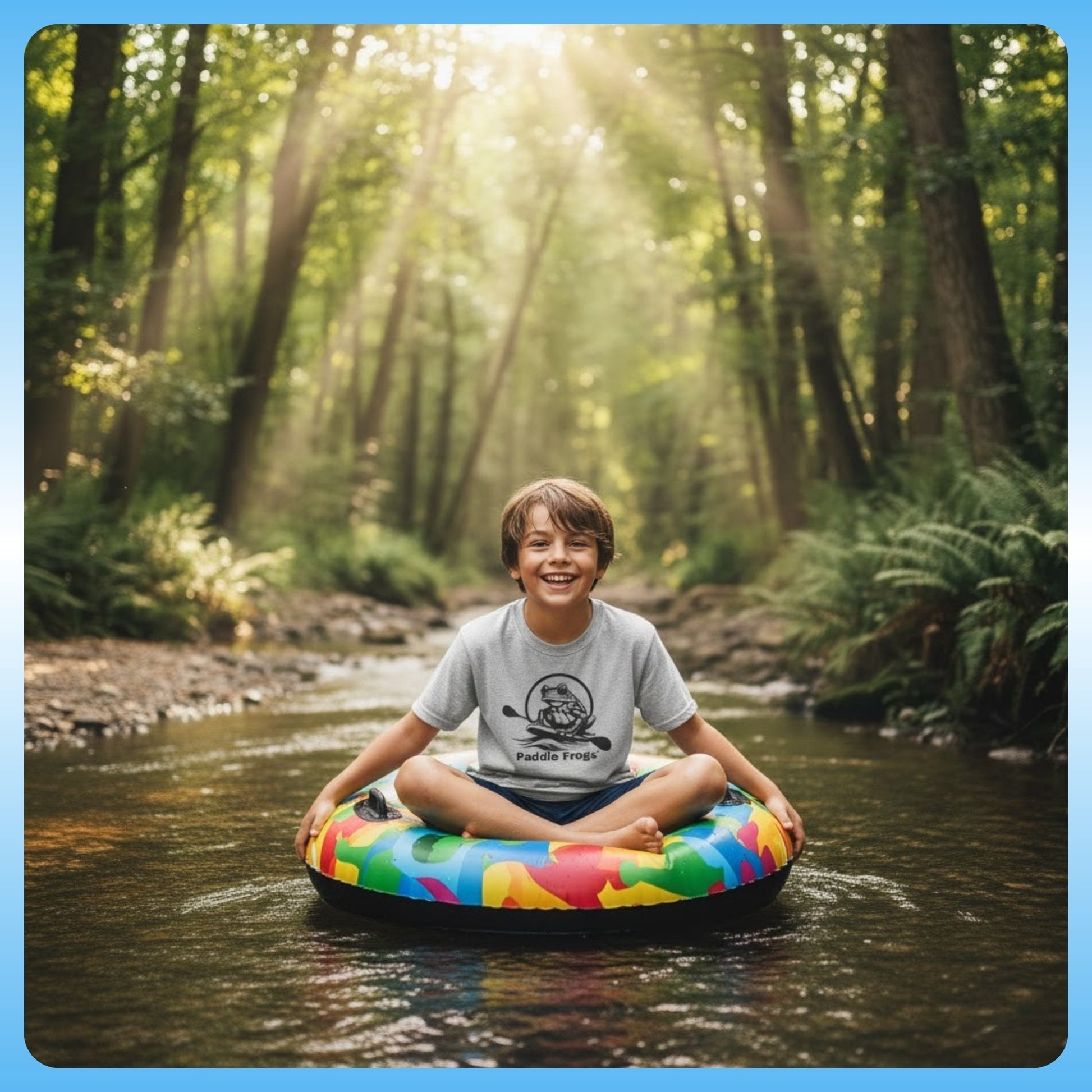 Sports Gray action shot - Kids Tee (Big Fit) 7 Colors | Paddle Frogs Kids