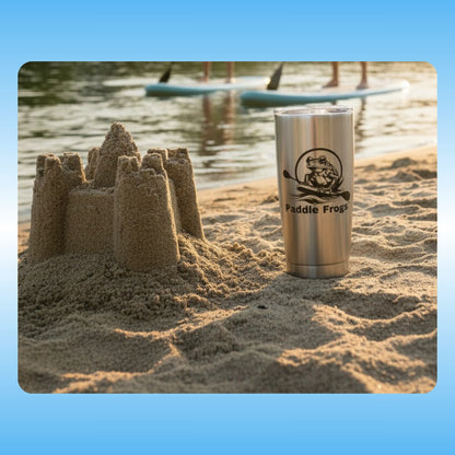 Stainless Steel Travel Tumbler |  Paddle Frogs™  20oz Silver