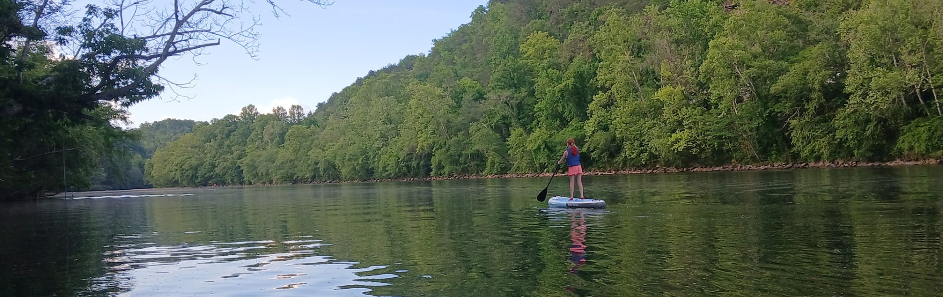 SUP paddleboarding on the Emory River with Paddle Frogs in Harriman, Tennessee