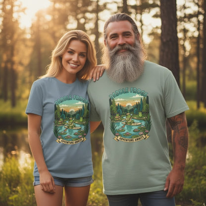 Stone Blue and Sage model and photographer - Adventure Awaits | Paddle Frogs: T-shirt