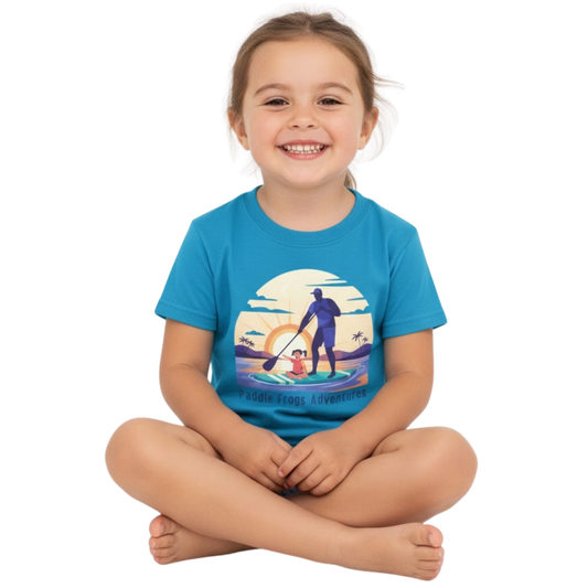Sunrise Paddleboarding Kids Tee — Father & Daughter Paddleboard